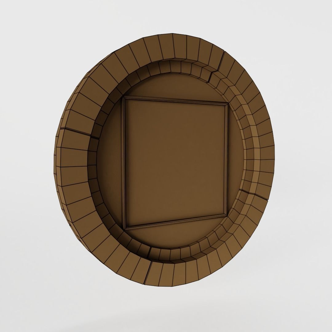 Round Wooden Window Low-poly 3D model_3