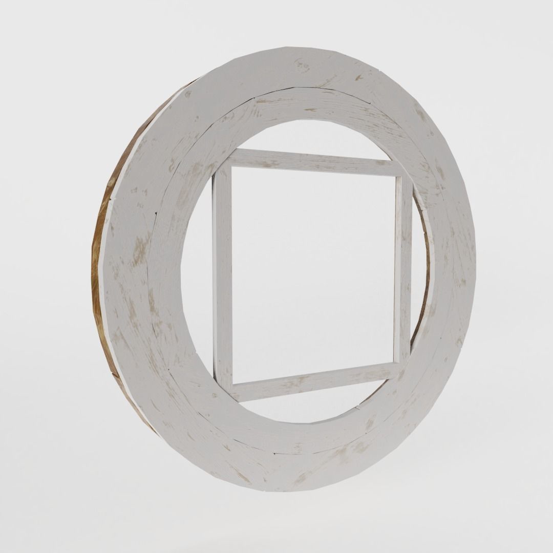 Round Wooden Window Low-poly 3D model_2