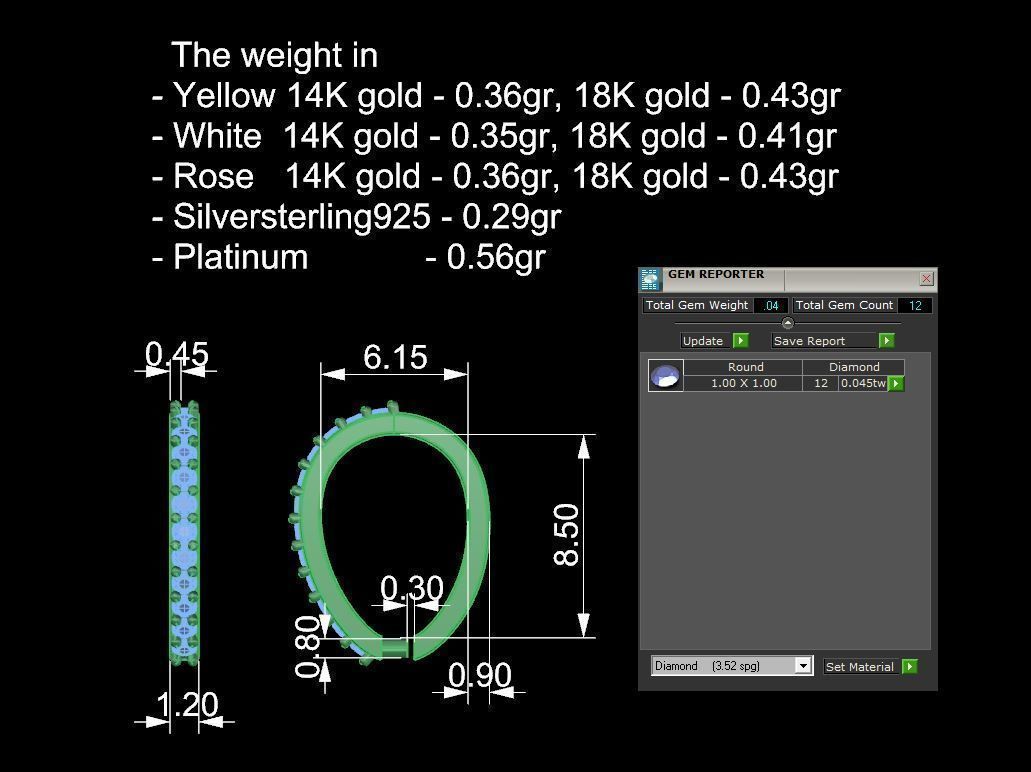 Letter K necklace with diamonds 3D print model_12