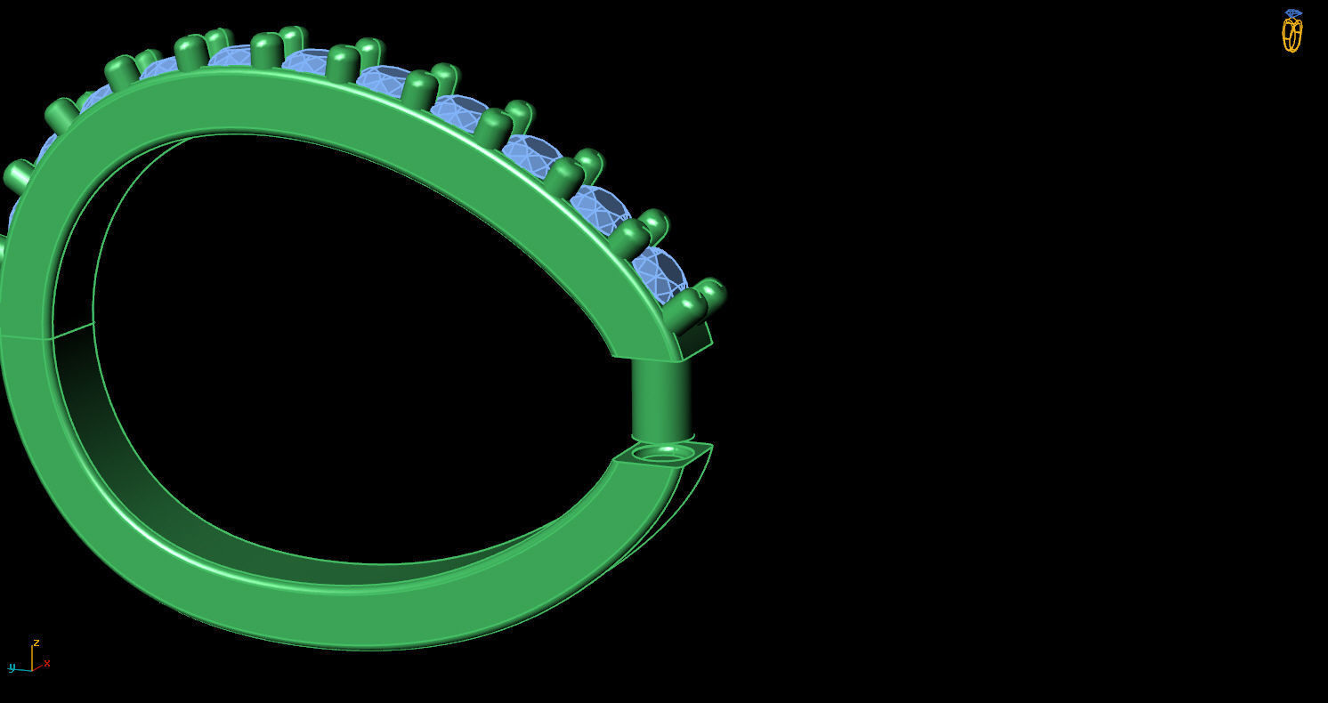 Letter K necklace with diamonds 3D print model_10