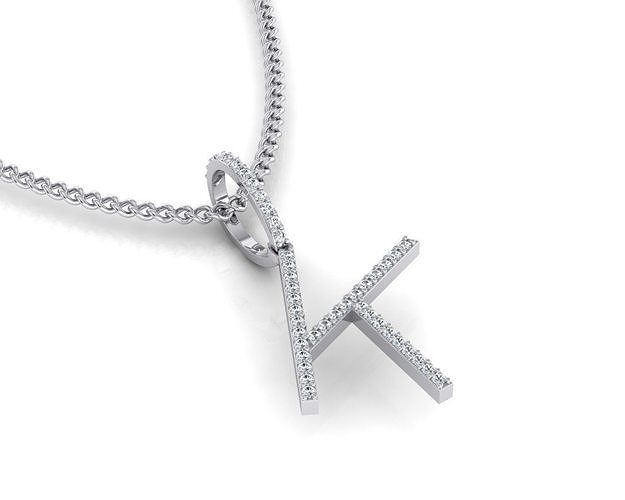 Letter K necklace with diamonds 3D print model