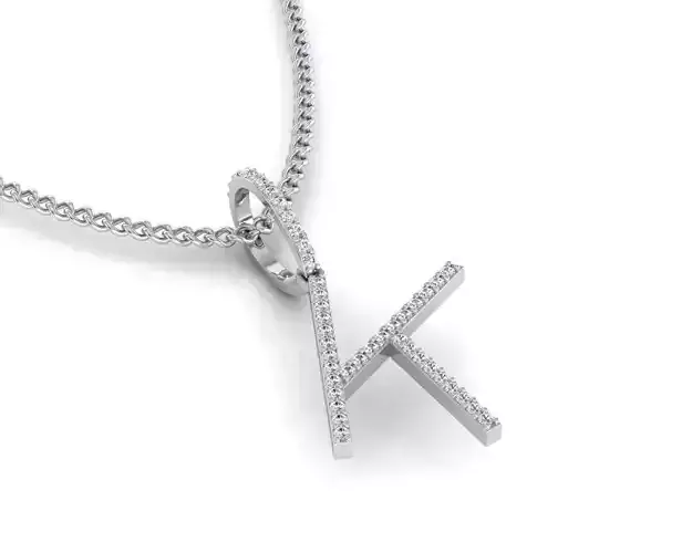 Letter K necklace with diamonds