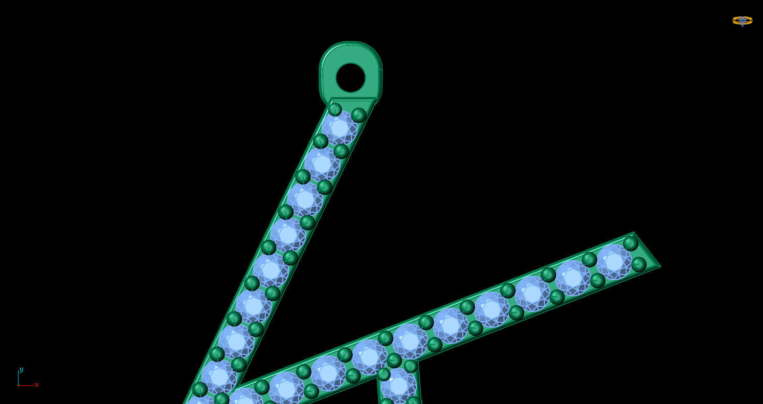 Letter K necklace with diamonds 3D print model_9