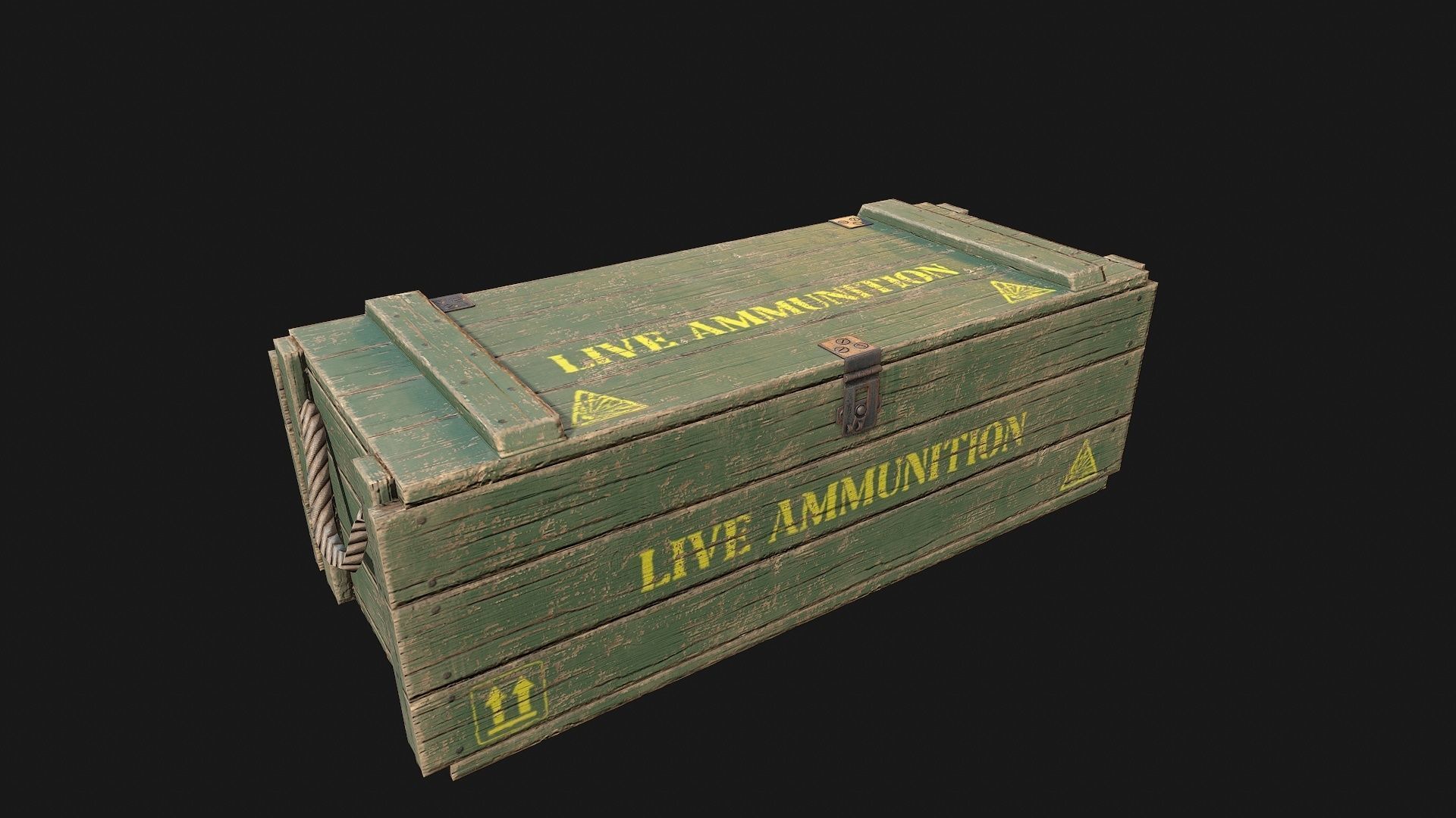 Low Poly PBR Wooden Military Crate 4 Low-poly 3D model_5