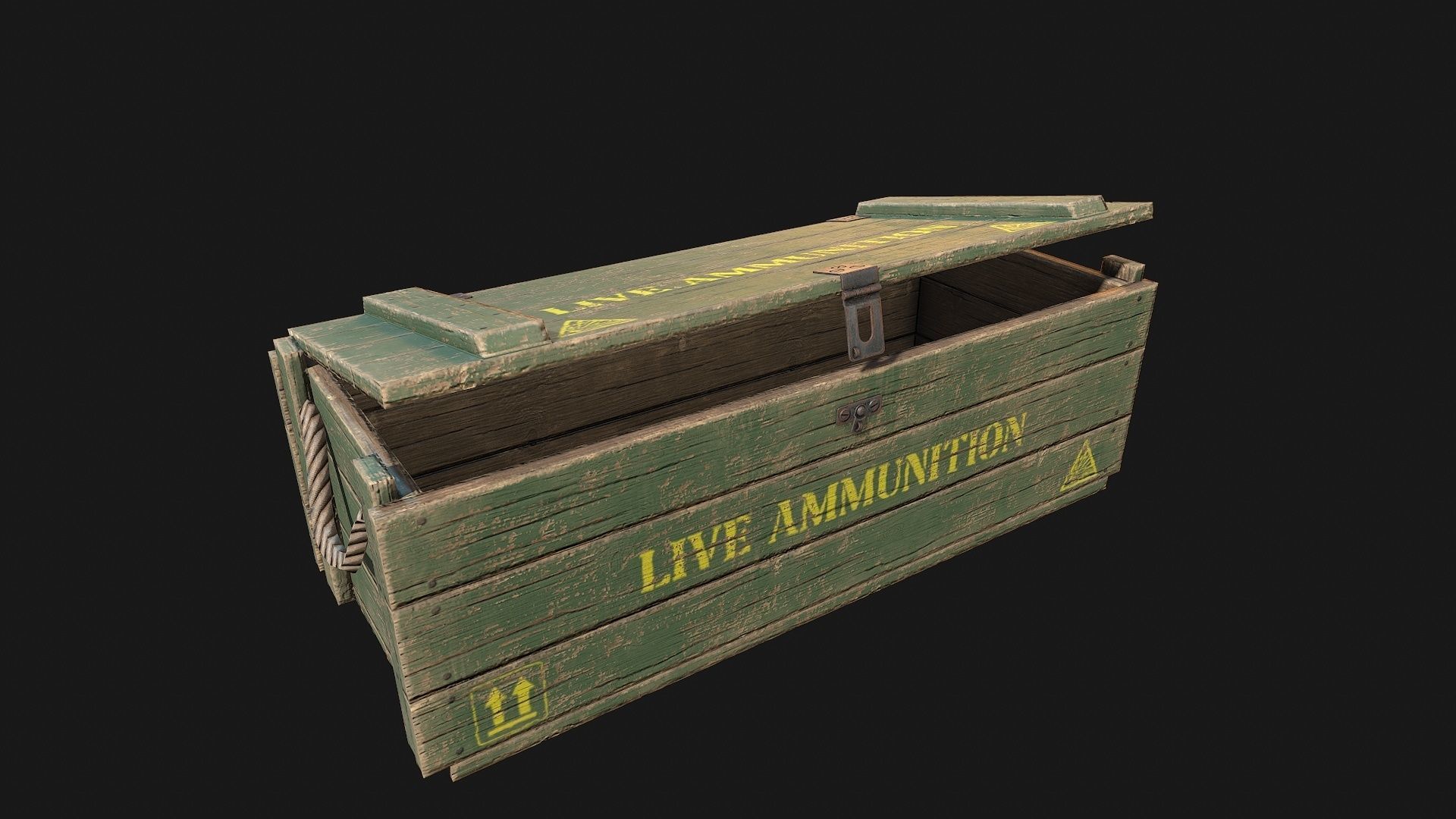 Low Poly PBR Wooden Military Crate 4 Low-poly 3D model_3