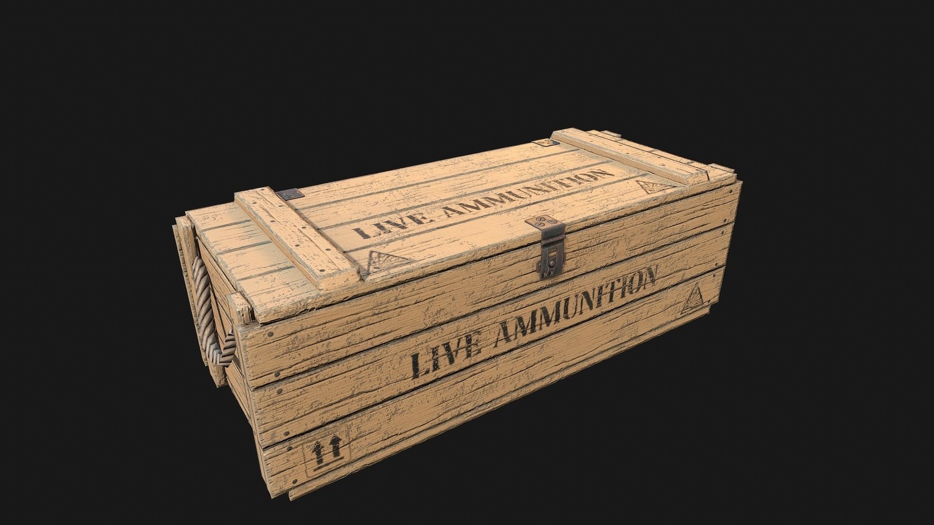 Low Poly PBR Wooden Military Crate 4 Low-poly 3D model_8