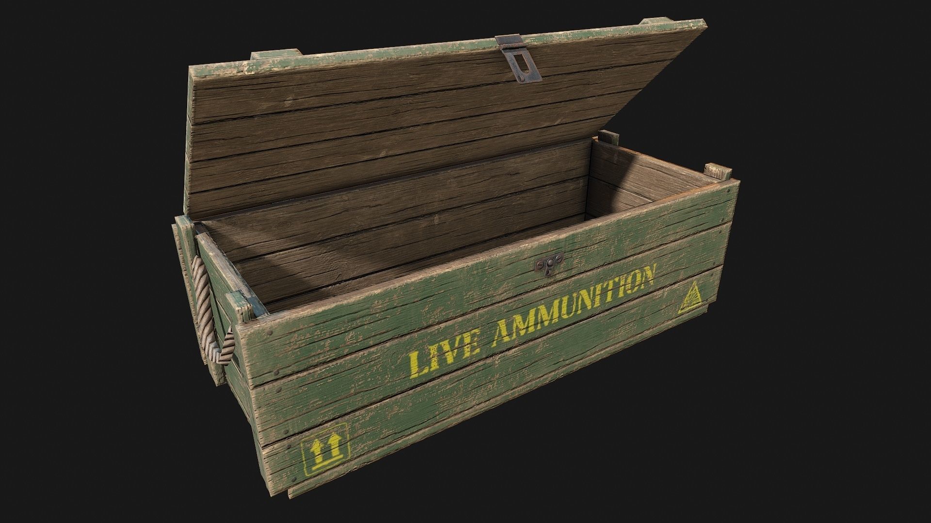 Low Poly PBR Wooden Military Crate 4 Low-poly 3D model_4