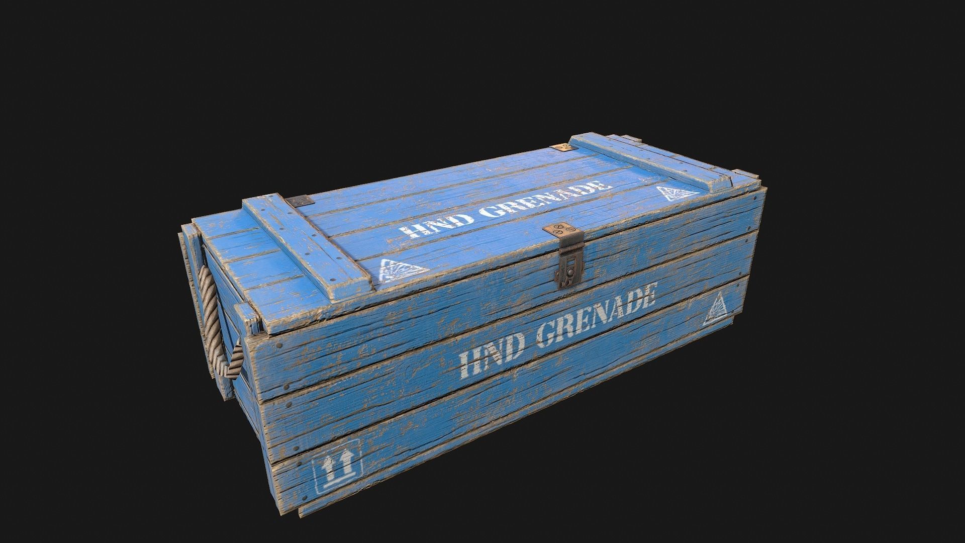 Low Poly PBR Wooden Military Crate 4 Low-poly 3D model_7