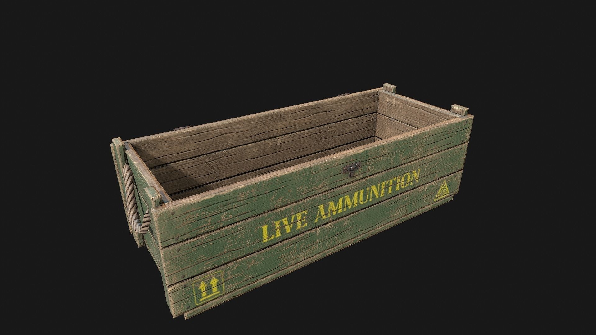 Low Poly PBR Wooden Military Crate 4 Low-poly 3D model_2