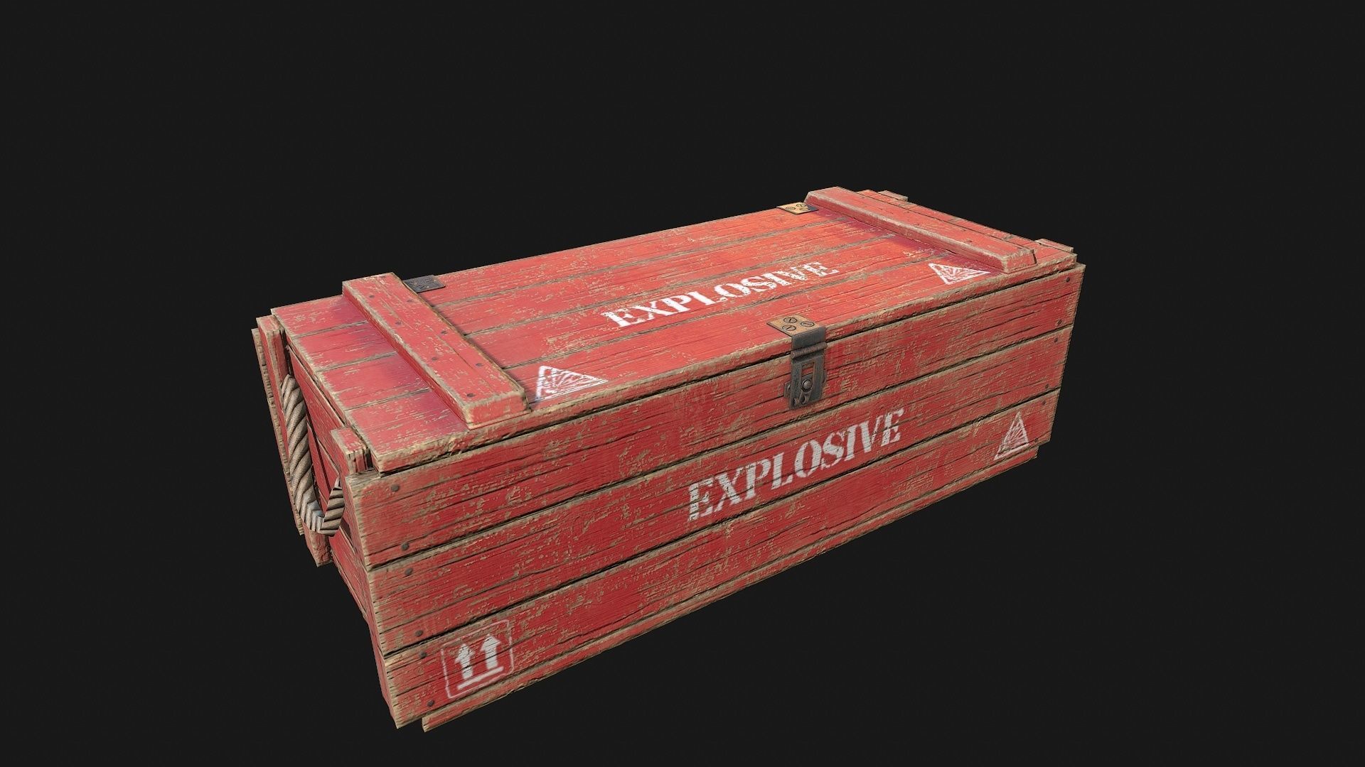 Low Poly PBR Wooden Military Crate 4 Low-poly 3D model_6