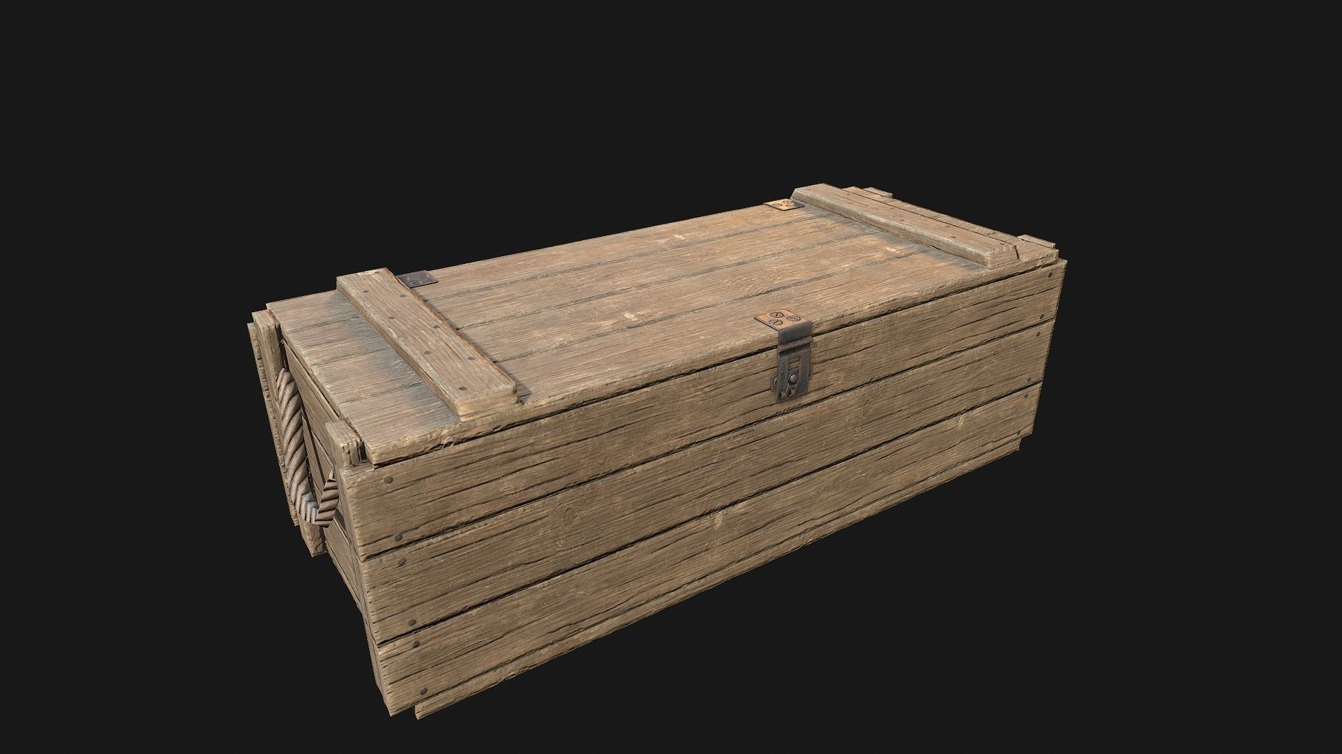 Low Poly PBR Wooden Military Crate 4 Low-poly 3D model_9