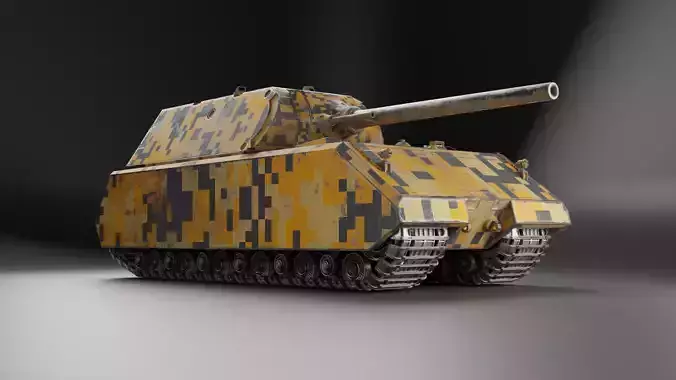 Low Poly Maus Panzer Tank - 3 Skins - Shell Low-poly 3D model