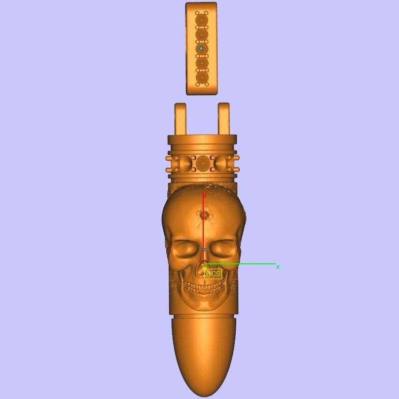 Pendant bullet skull black diamonds 3D print model_13
