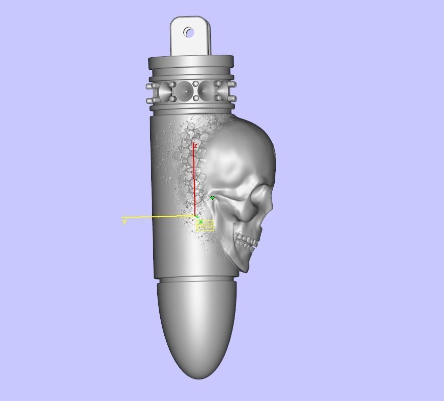 Pendant bullet skull black diamonds 3D print model_9