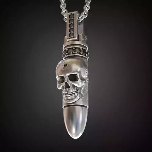 Pendant bullet skull black diamonds 3D print model