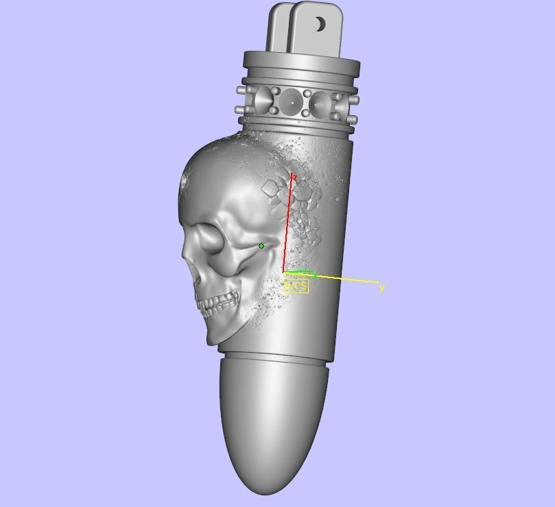 Pendant bullet skull black diamonds 3D print model_12