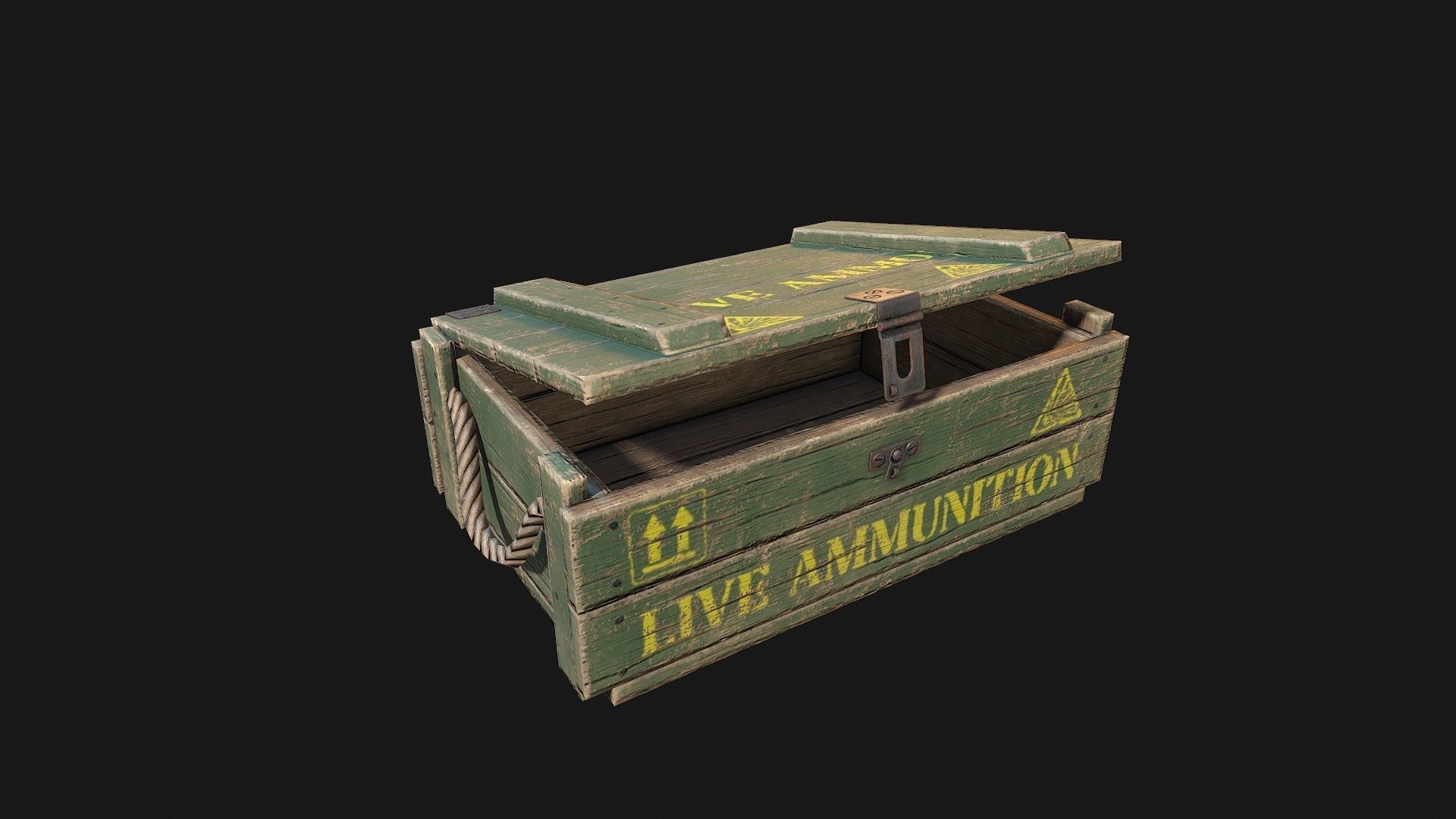 Low Poly PBR Wooden Military Crate Collection _6