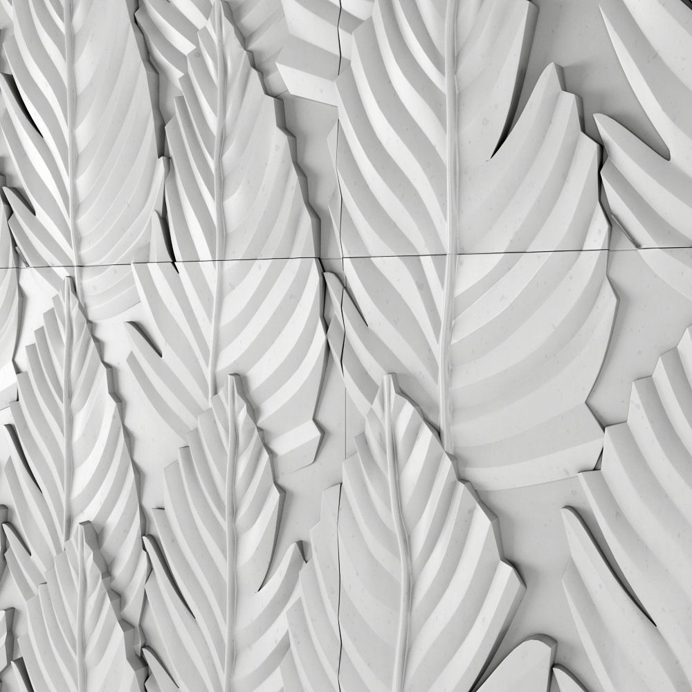 3d panel ceramic leaf wall tile 3D model_4