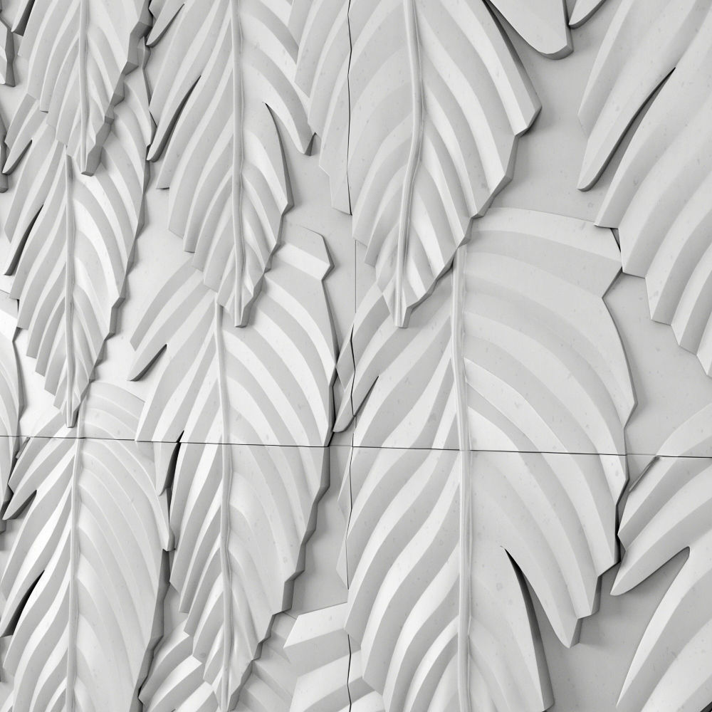 3d panel ceramic leaf wall tile 3D model_7