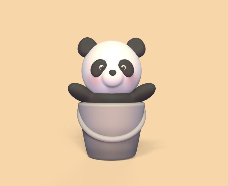Panda Bucket 3D model 3D printable CGTrader
