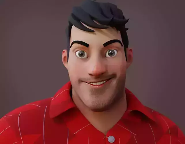 David Cartoon Rig V2 Low-poly 3D model