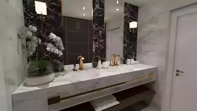 modern bathroom Low-poly 3D model
