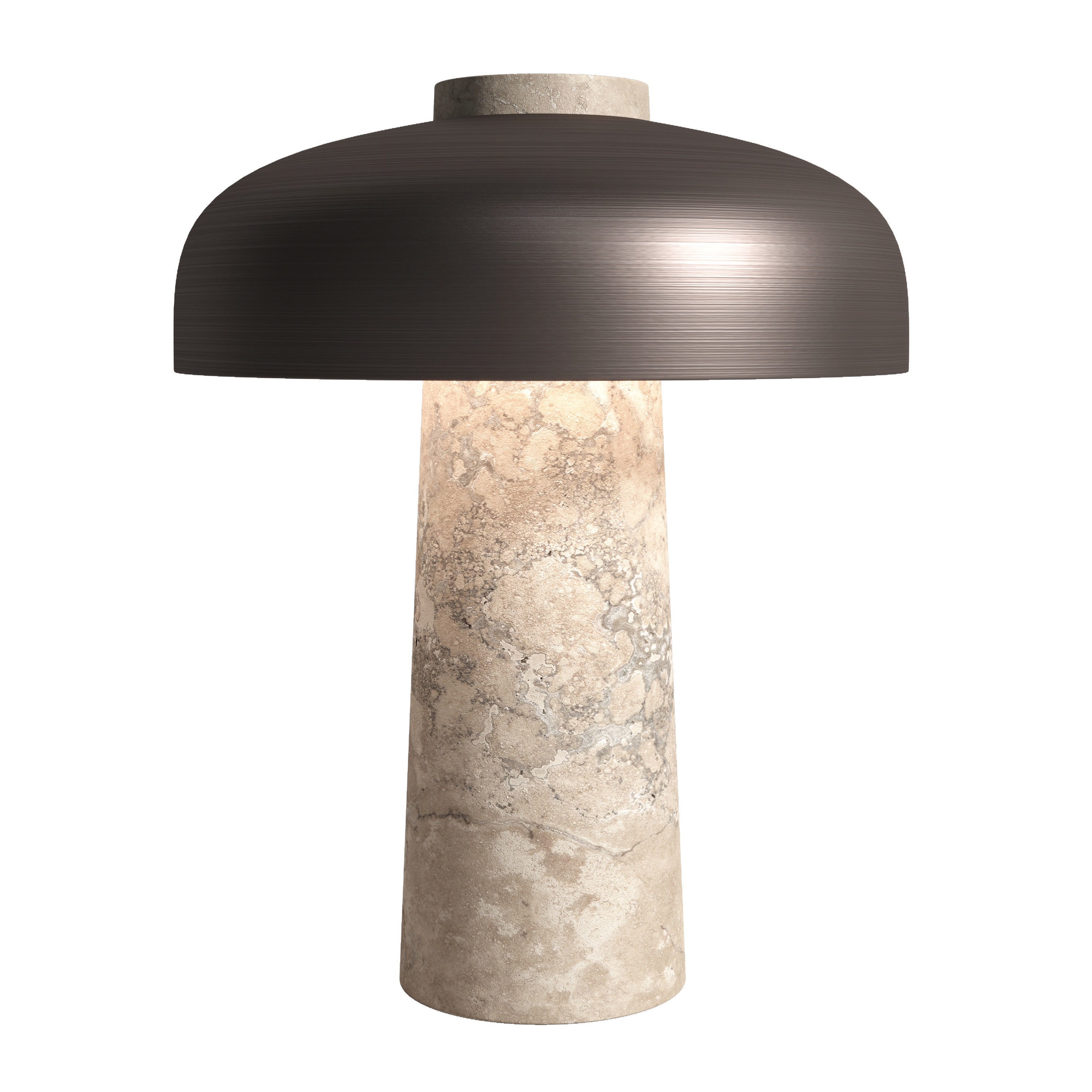 Reverse Table Lamp Travertine Bronze Brass Low-poly 3D model_1