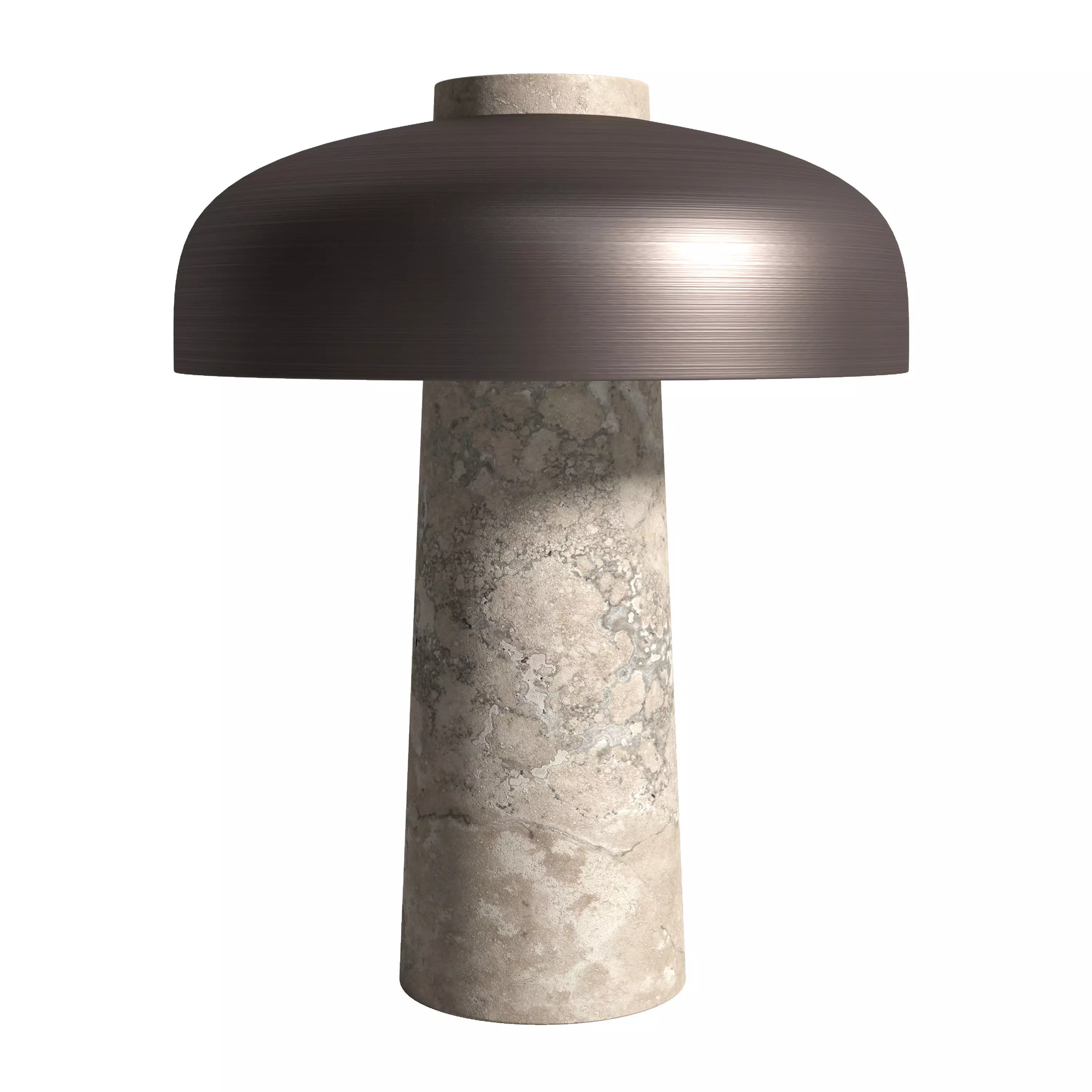Reverse Table Lamp Travertine Bronze Brass Low-poly 3D model_0
