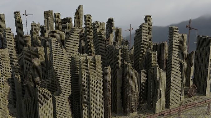 Post Apocalyptic Ruined City Pack 3D model