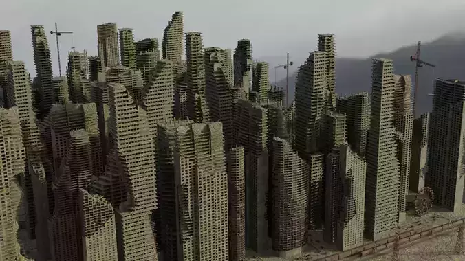 Post Apocalyptic Ruined City Pack 3D model