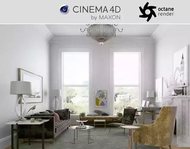 Octane - C4D Scene files - Living Room Interior 3D model