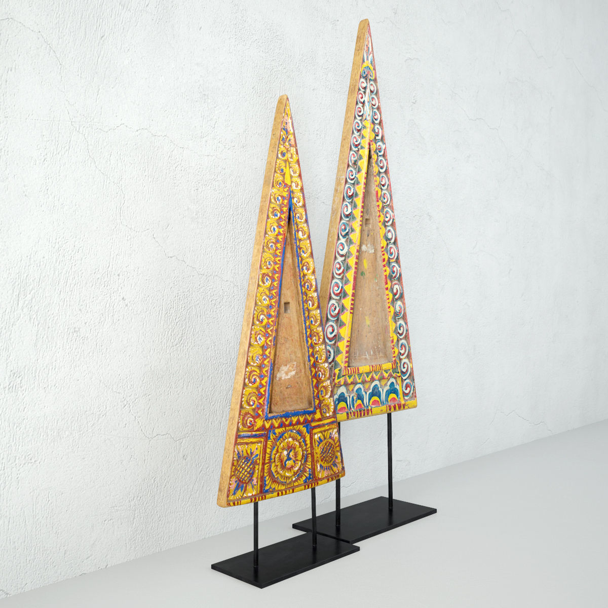 Indonesian Triangular Wood Carving 3D model_3