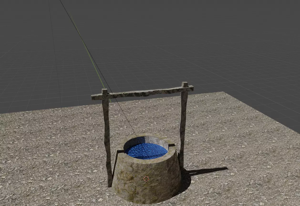Well 3D model bucket Low-poly 3D model_0