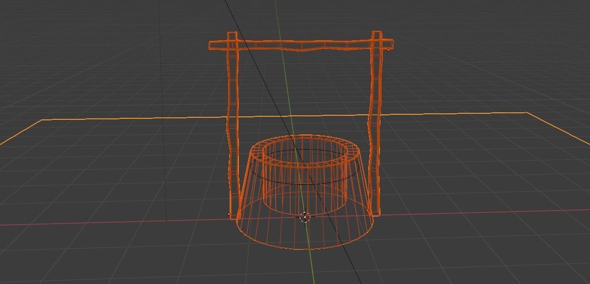 Well 3D model bucket Low-poly 3D model_1