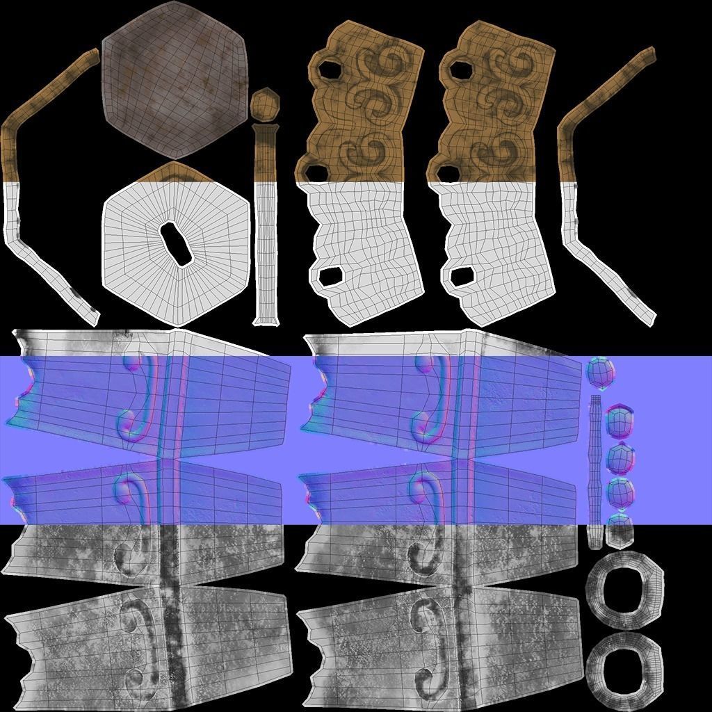 HQ Kusarigama Japanese Weapon Low-poly 3D model_10