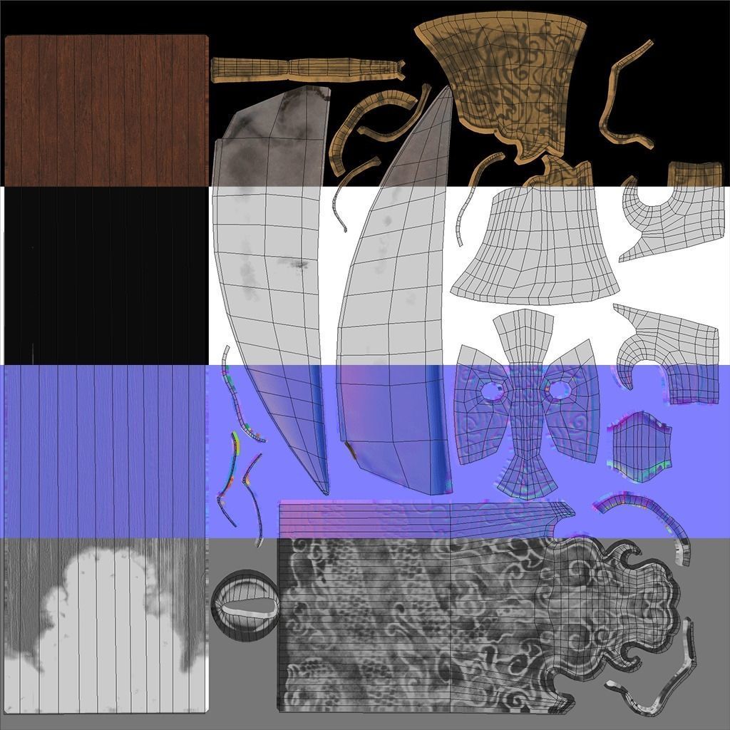 HQ Kusarigama Japanese Weapon Low-poly 3D model_8