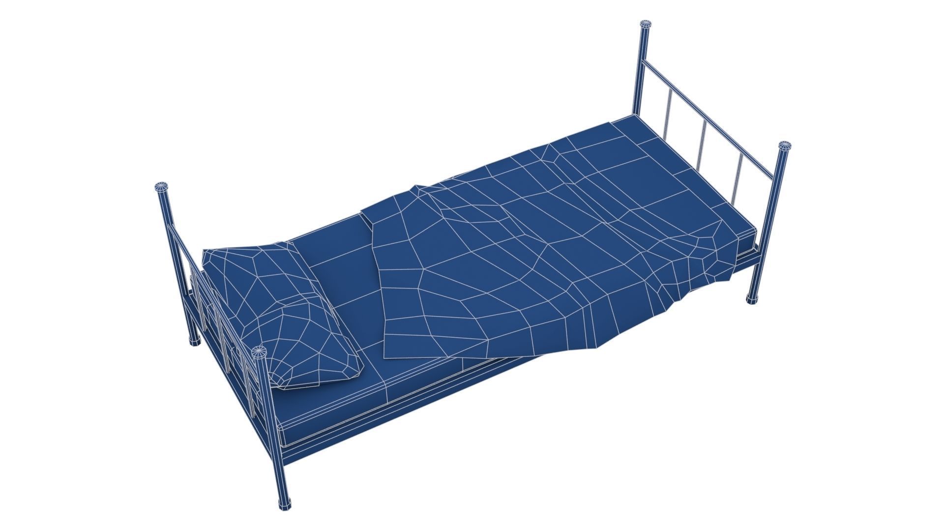 Old Dirty Single Bed 1 Low-poly 3D model_22