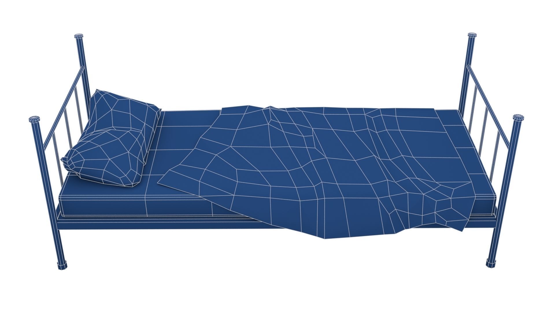 Old Dirty Single Bed 1 Low-poly 3D model_23