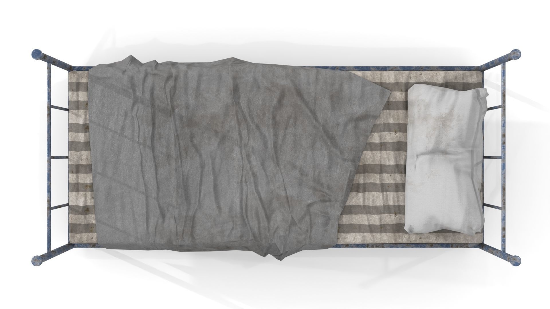 Old Dirty Single Bed 1 Low-poly 3D model_4