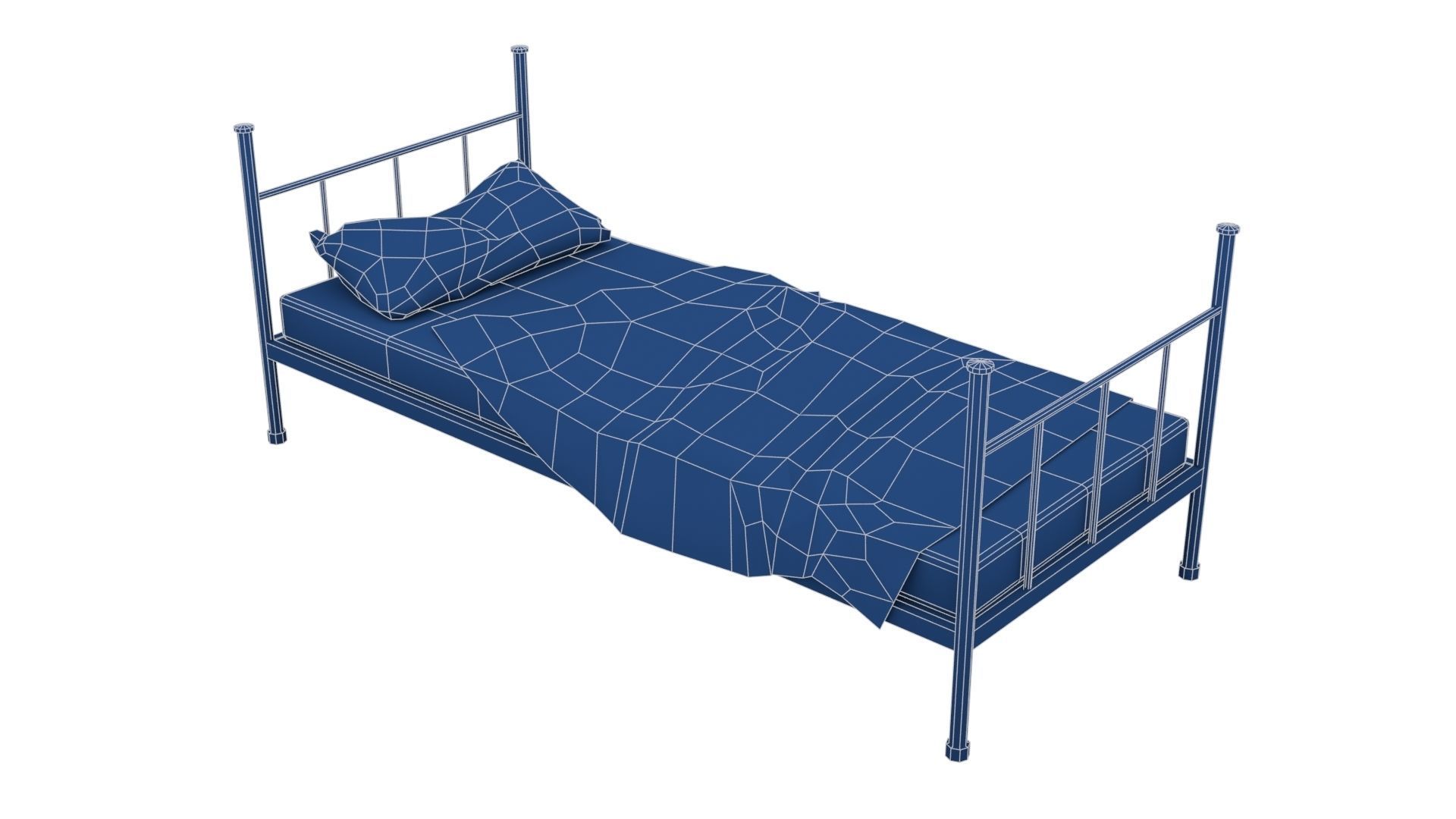 Old Dirty Single Bed 1 Low-poly 3D model_21