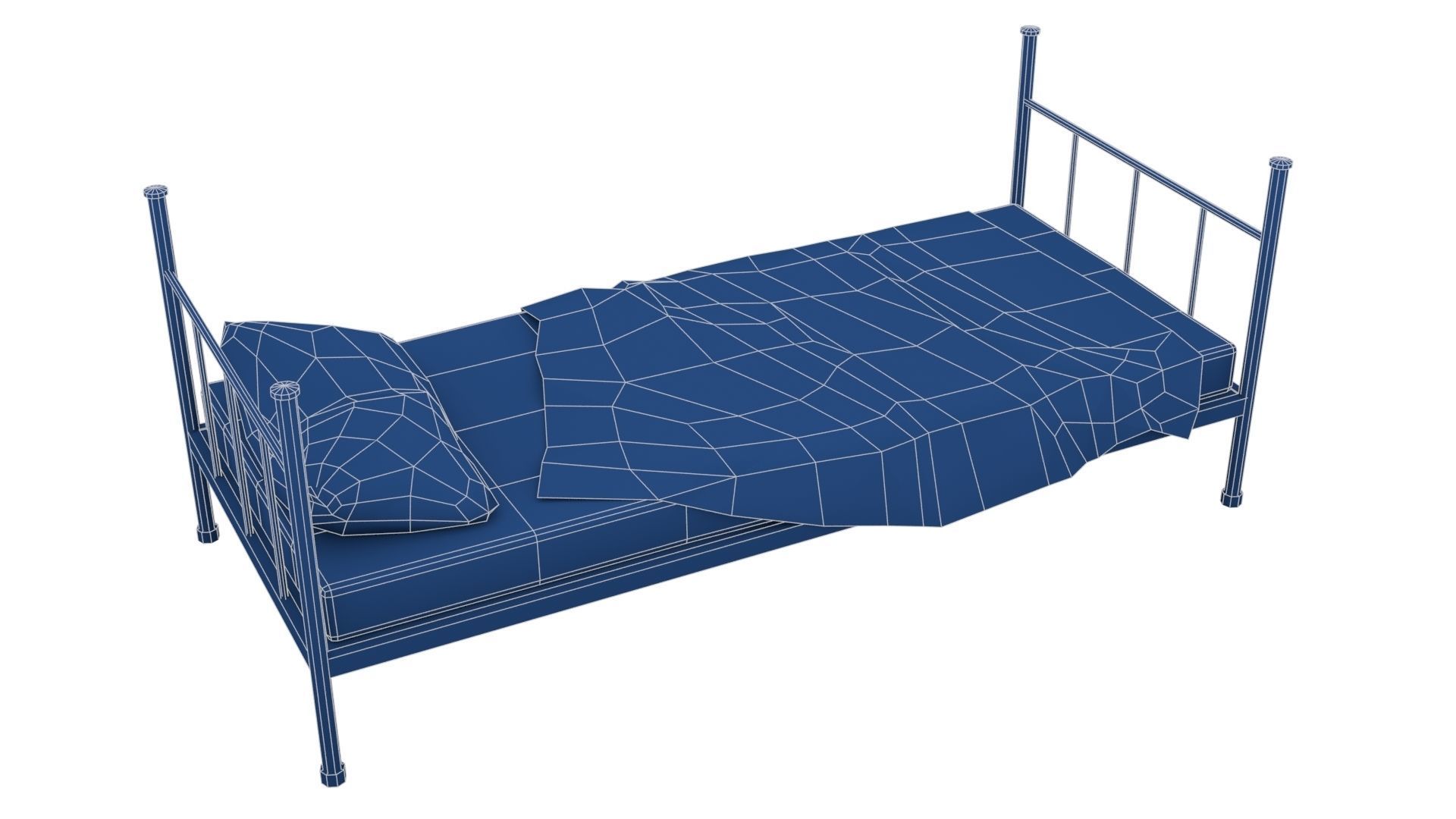 Old Dirty Single Bed 1 Low-poly 3D model_26