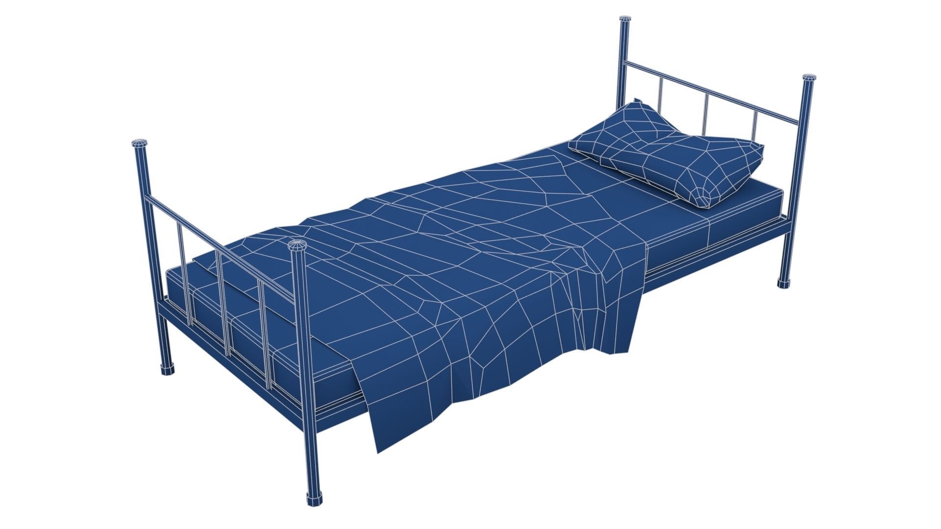 Old Dirty Single Bed 1 Low-poly 3D model_20