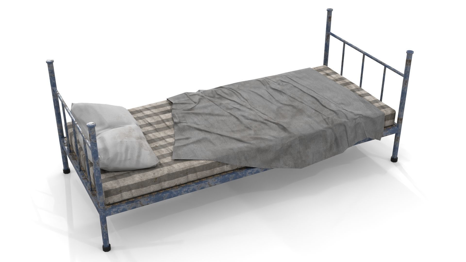 Old Dirty Single Bed 1 Low-poly 3D model_6