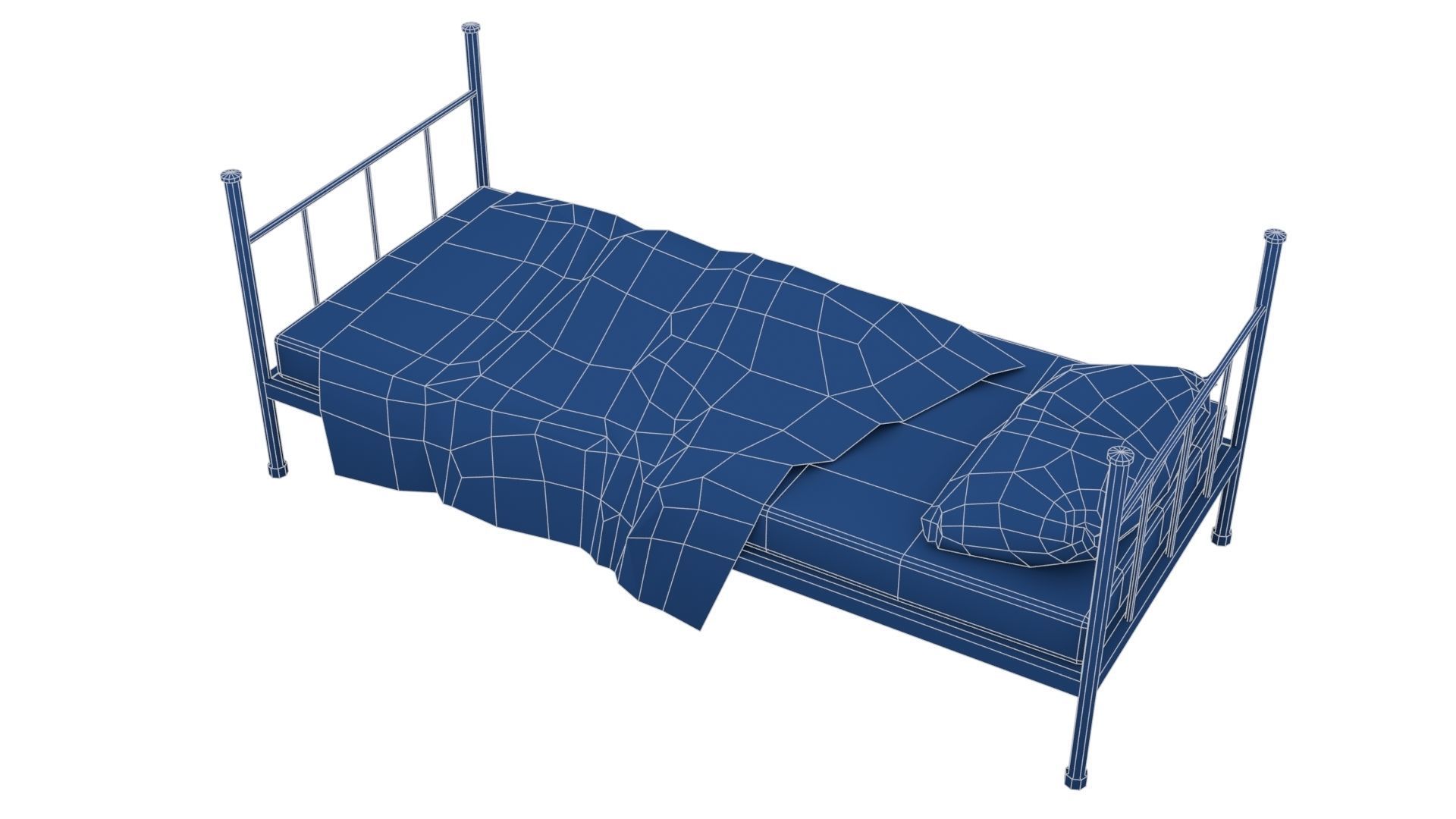 Old Dirty Single Bed 1 Low-poly 3D model_27
