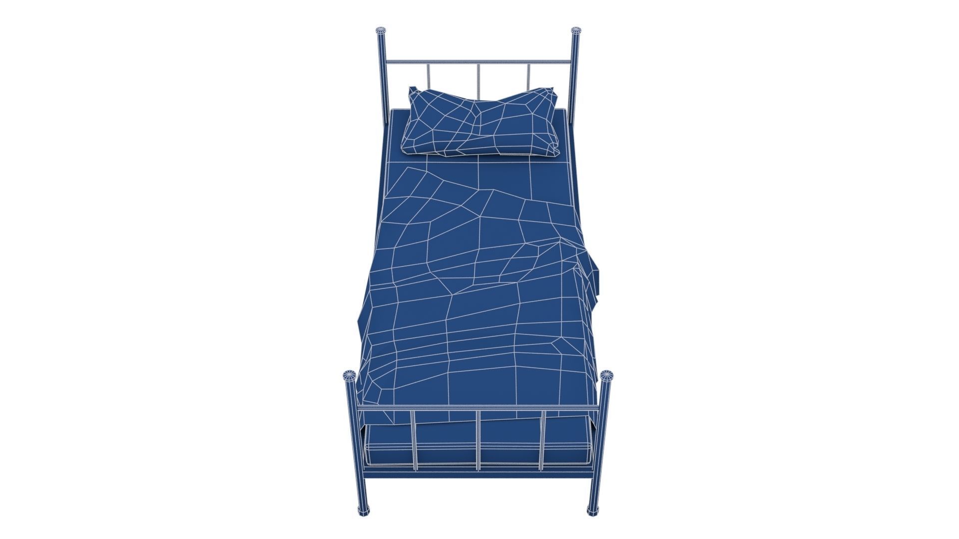 Old Dirty Single Bed 1 Low-poly 3D model_25