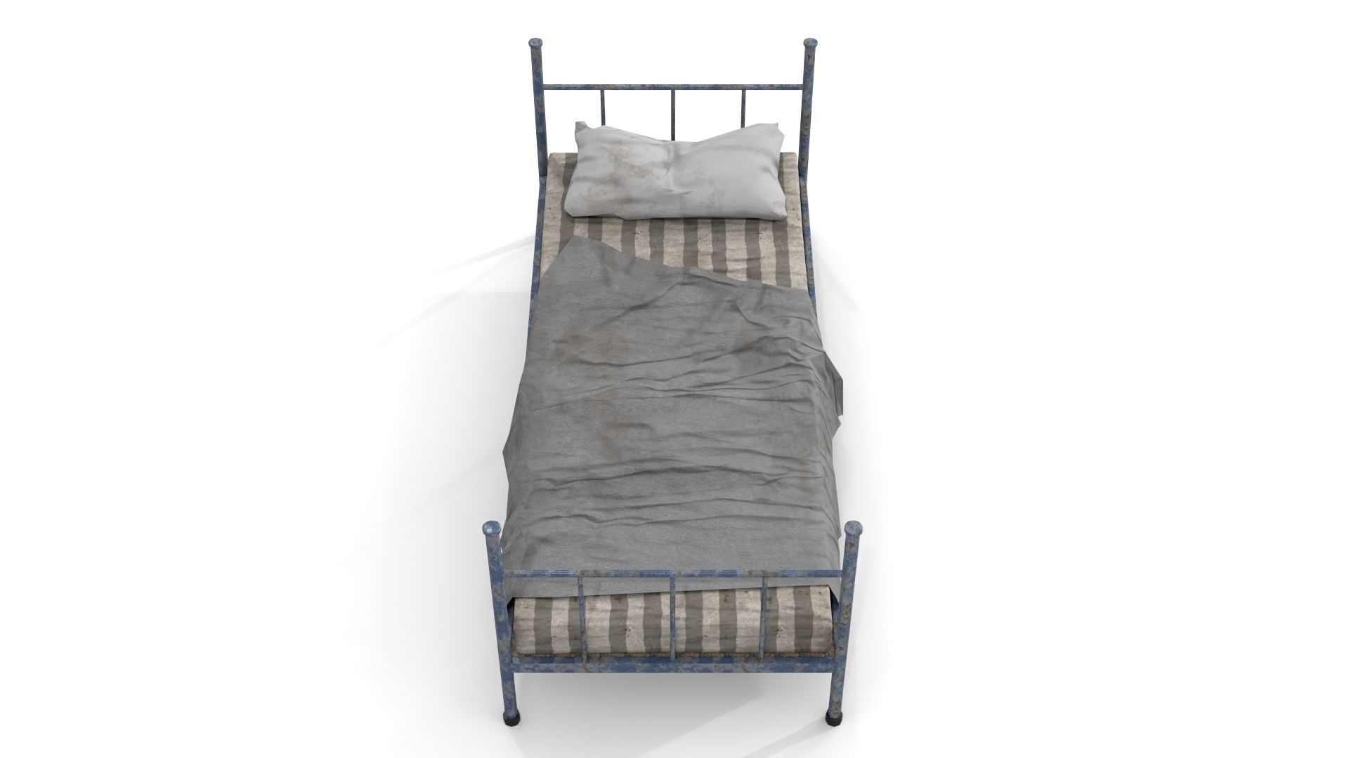 Old Dirty Single Bed 1 Low-poly 3D model_5