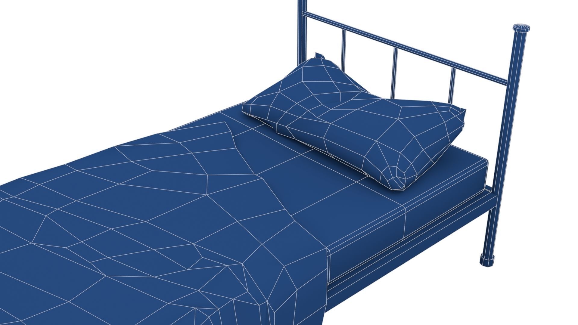 Old Dirty Single Bed 1 Low-poly 3D model_28