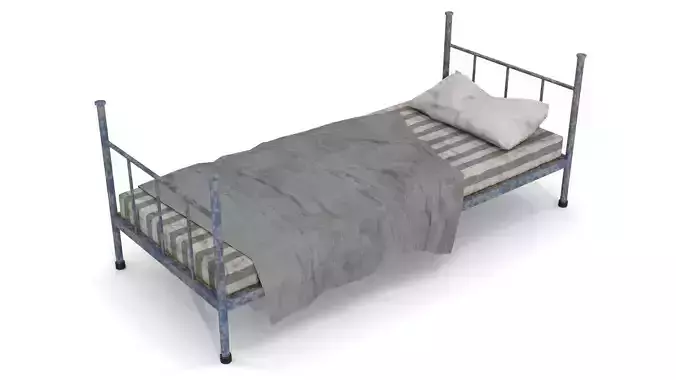 Old Dirty Single Bed 1 Low-poly 3D model