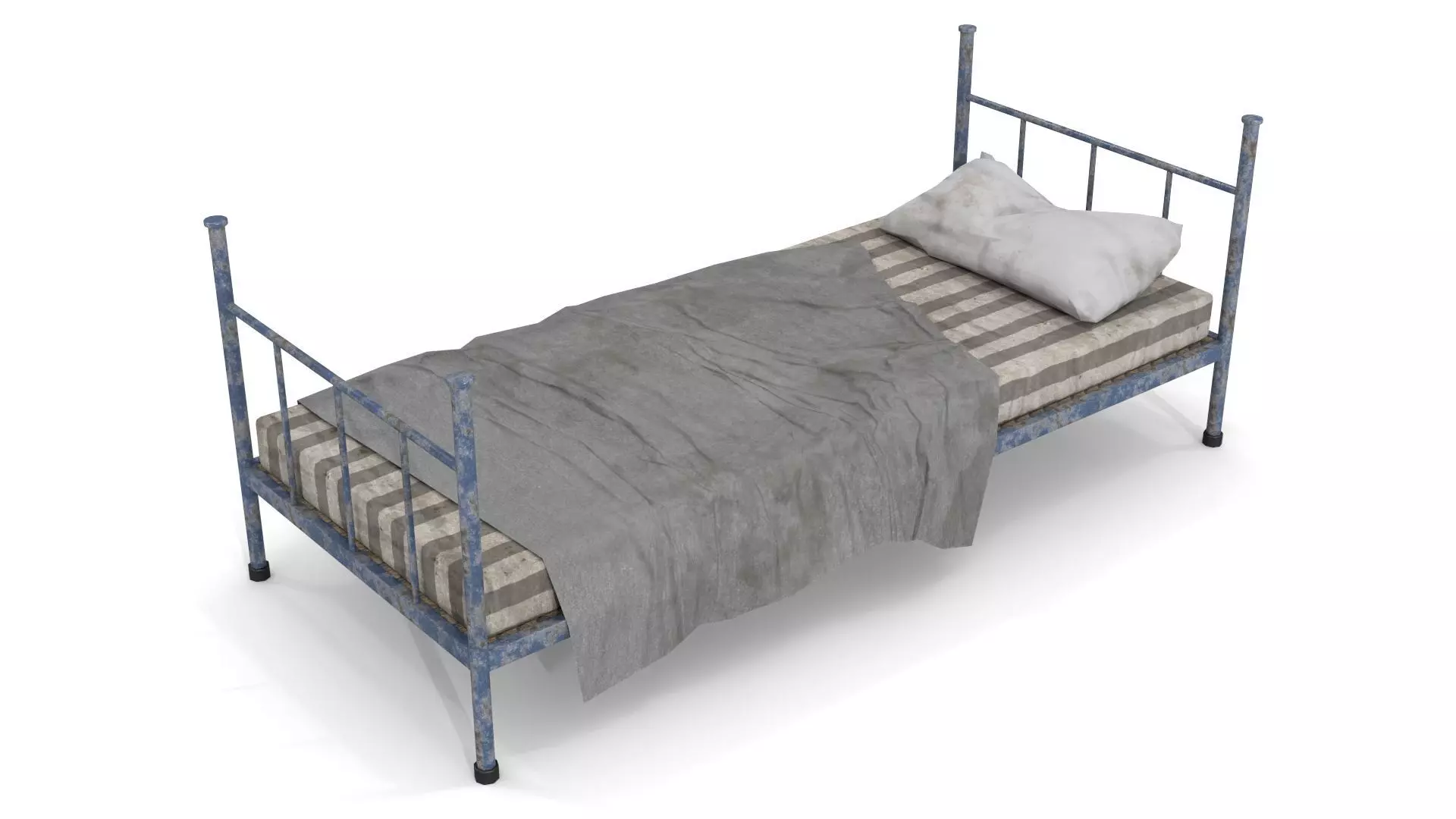 Old Dirty Single Bed 1 Low-poly 3D model_0