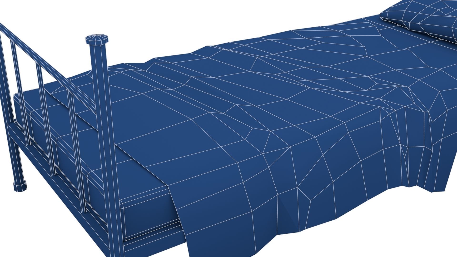 Old Dirty Single Bed 1 Low-poly 3D model_29